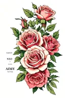 garden of roses with a name tattoo design idea