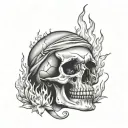 human skull with fire tattoo design idea