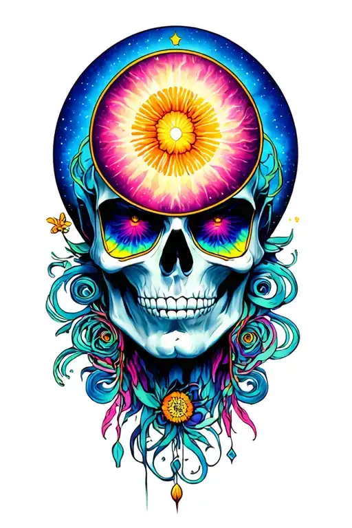 incorporate grateful dead, Virgo zodiac and physcoanalysis tattoo design idea
