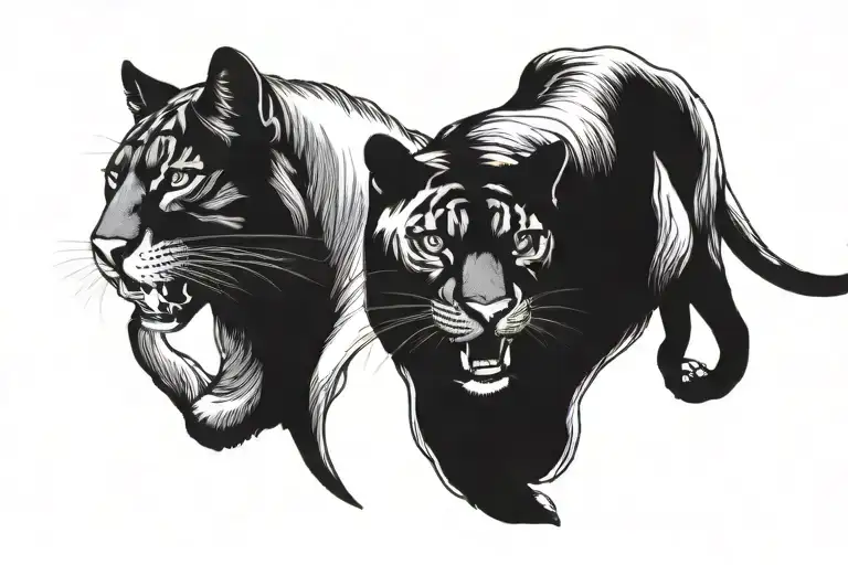 a panther and a puma tattoo design idea