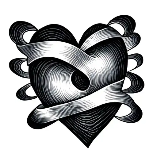 thumb print heart intertwined tattoo design idea