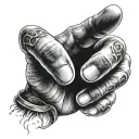 finger with V shape formed tattoo design idea