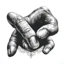 finger with V shape formed tattoo design idea