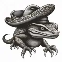 salamander wearing a sombrero tattoo design idea