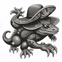 salamander wearing a sombrero tattoo design idea