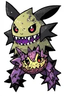 mimikyu, dragapult, gengar, doublade, spiritomb, creuledge tattoo design idea