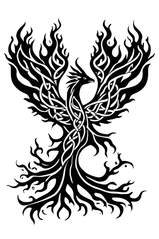Celtic tree of Life Phoenix flames calf tattoo tattoo design idea