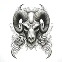 demonic ram skull adorned tattoo design idea