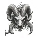 demonic ram skull adorned tattoo design idea