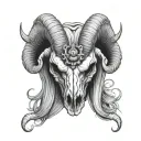 demonic ram skull adorned tattoo design idea