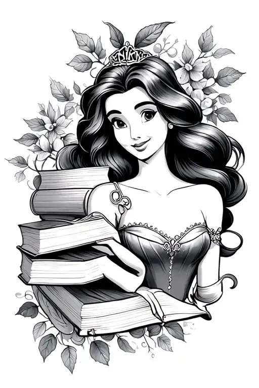 BOOKS, DISNEY PRINCESS, VINE tattoo design idea