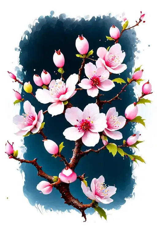 akebono cherry blossom branch tattoo design idea