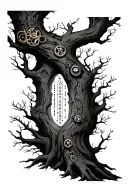 A steampunk-inspired Morse code message hidden in a tree tattoo design idea