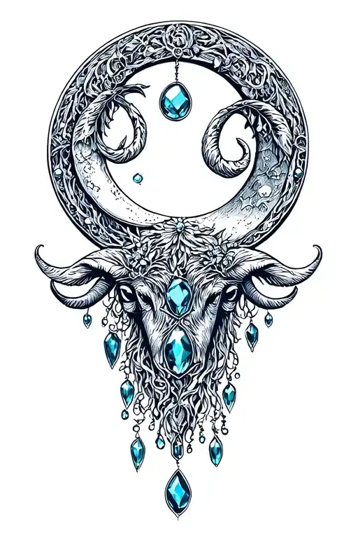 moon jewels aries and virgo vectors tattoo design idea