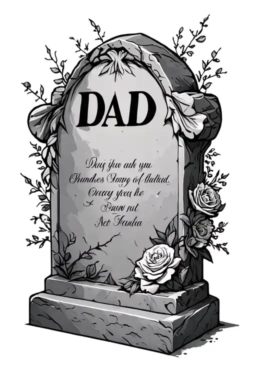 headstone say "DAD" tattoo design idea