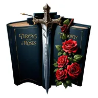 a dagger from the court of thorns and roses book. adding some red roses tattoo design idea