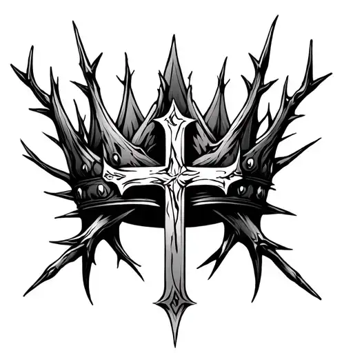 Cross And Thorn Crown tattoo design idea