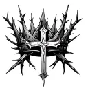 Cross And Thorn Crown tattoo design idea