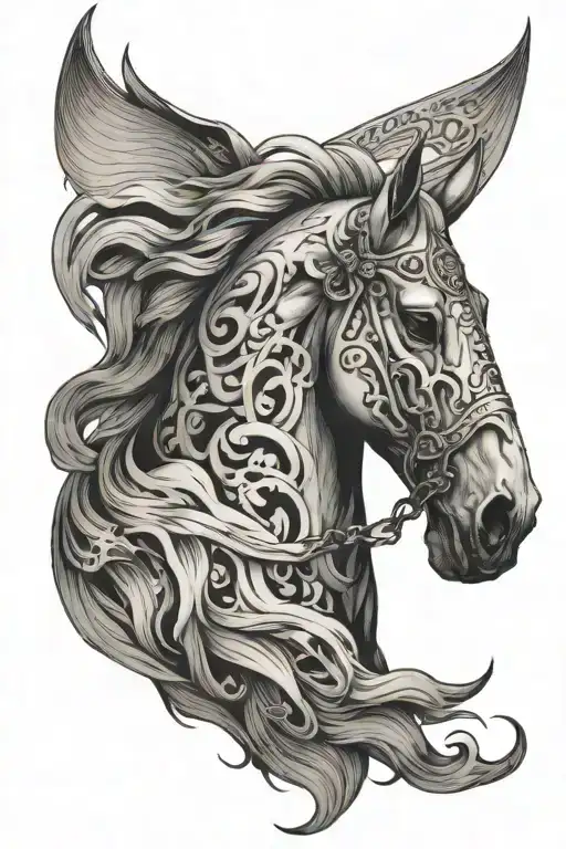 death pale horse tattoo design idea