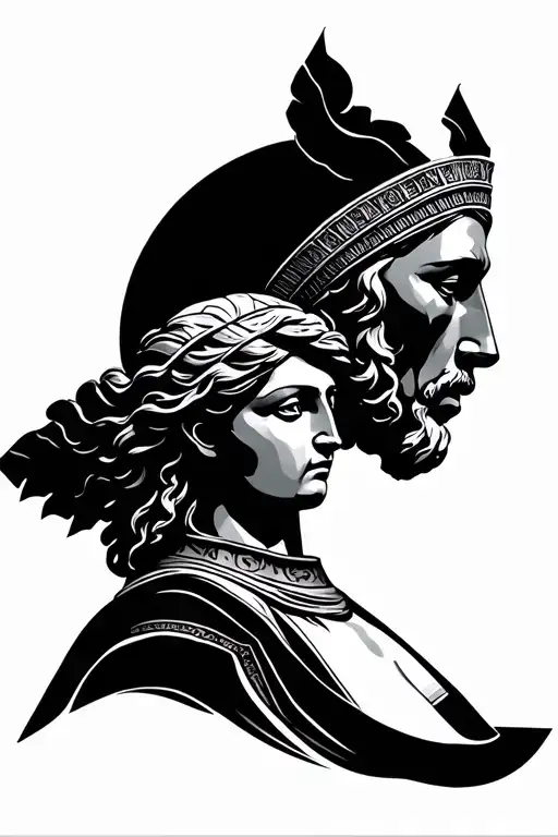 Athena and Plato geo symteric shapes tatto tattoo design idea