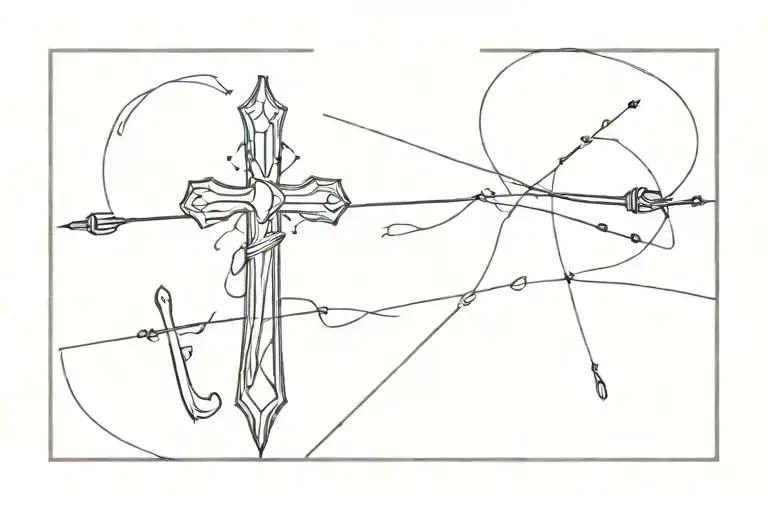 biblical crosses with fishing rod tattoo design idea