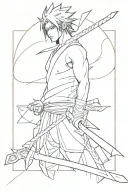 SASUKE RINIGAN ON KUNAI tattoo design idea