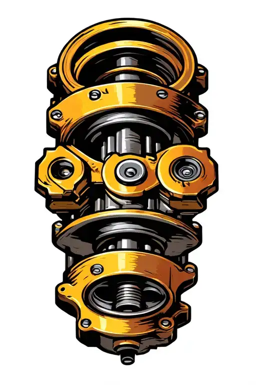 crankshaft transforming into a mechanical tattoo design idea