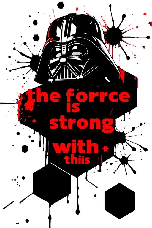 "the force is strong with this" darth vader, star wars imperial symbol paint splatter, hexagons, death star 2 tattoo design idea