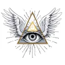 illuminati eye triangle with black angel wings tattoo design idea