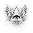 illuminati eye triangle with black angel wings tattoo design idea