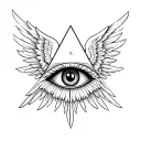 illuminati eye triangle with black angel wings tattoo design idea