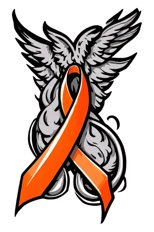 kidney cancer orange ribbon on a design representing roman strength tattoo design idea