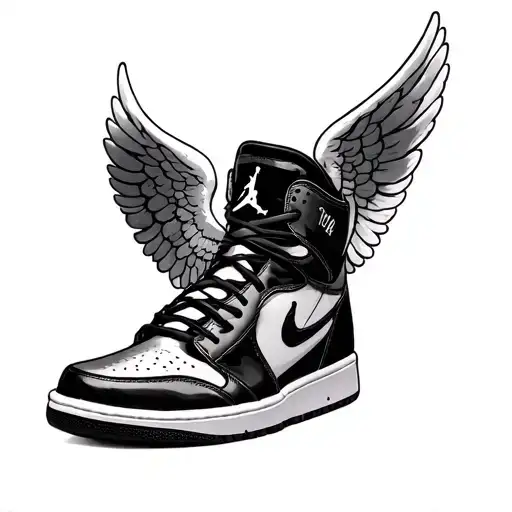 jordan shoe with an angel wings  tattoo design idea