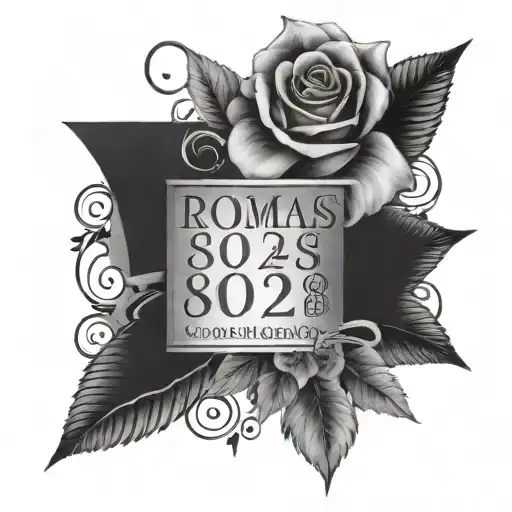 Romans 8:28 bible verse tattoo design idea