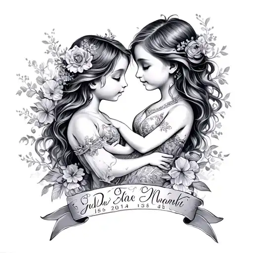 daughter son birth dates incorporated names intertwined tattoo design idea