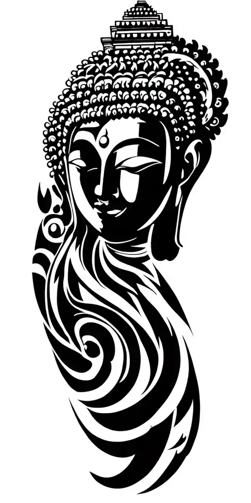 buddha temple tattoo design idea