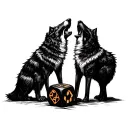 Dnd Dice with 2 wolves howling tattoo design idea