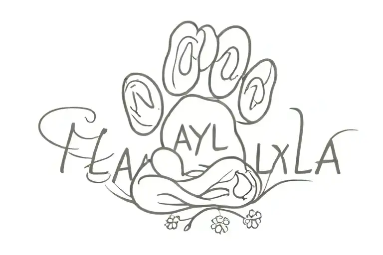 name layla and a dog paw tattoo design idea