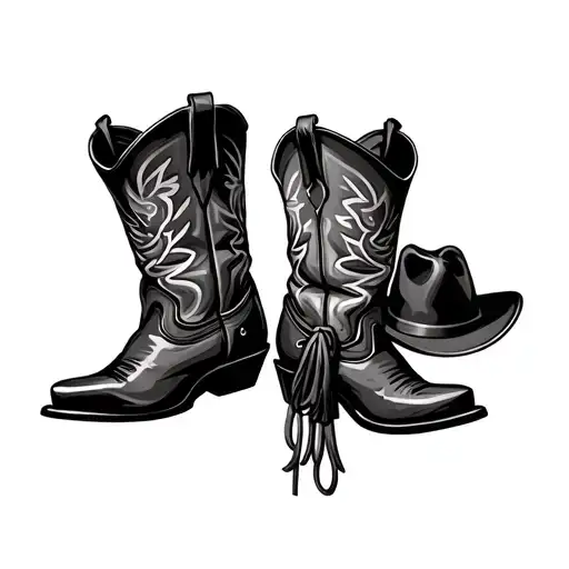 boot with hat hanging from toe cowboy boots tattoo design idea