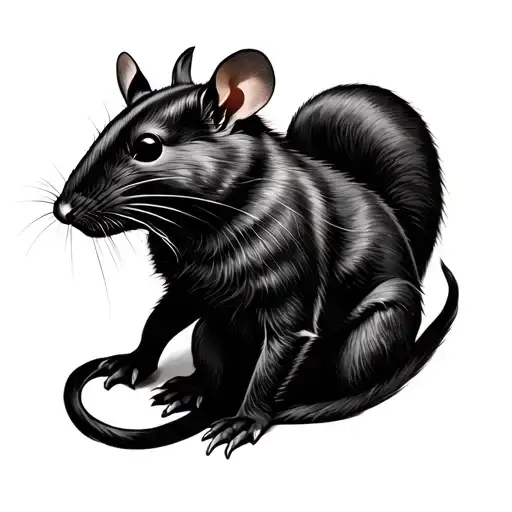 generate a black tattoo with shades whit the phenomen "Rattenkönig" or ratt king with 6 rats tattoo design idea