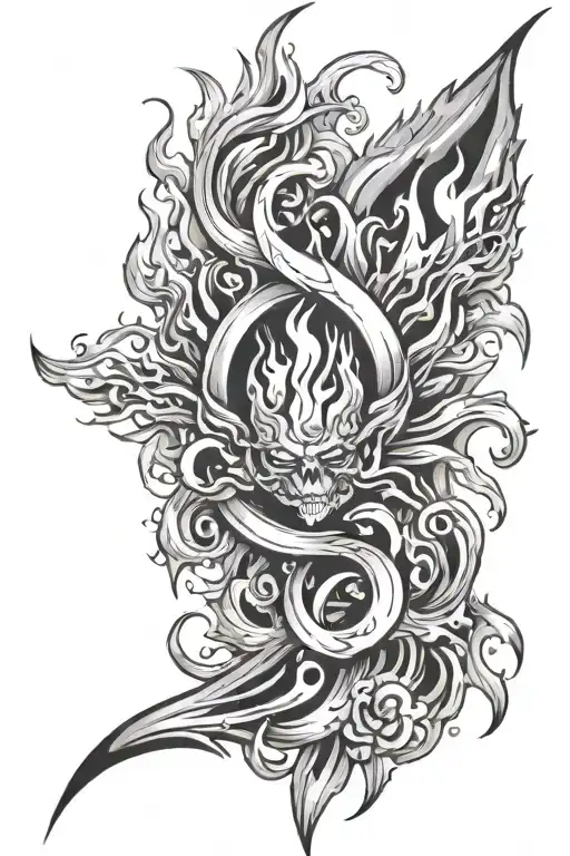 1994 year with flames tattoo design idea