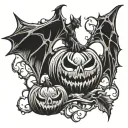 bat and pumpkin tattoo design idea