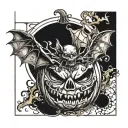 bat and pumpkin tattoo design idea