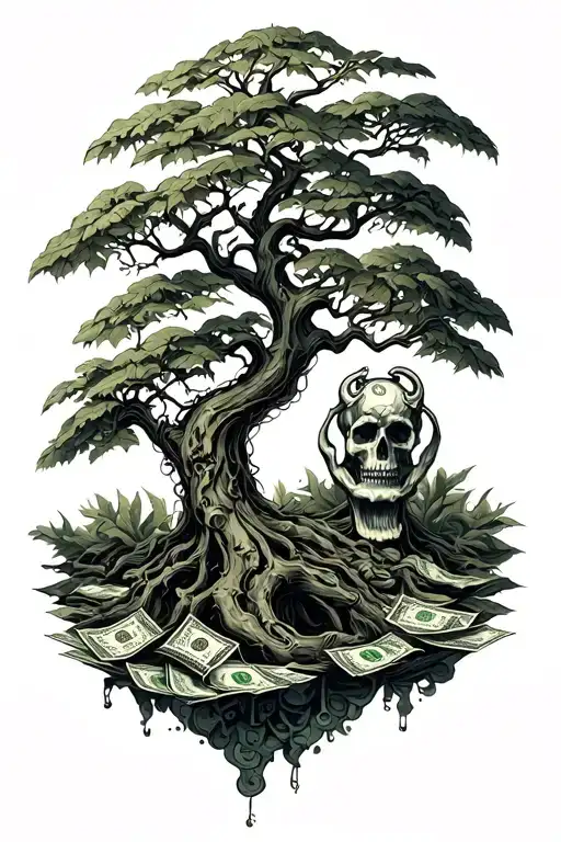 money,poison tree, god tattoo design idea