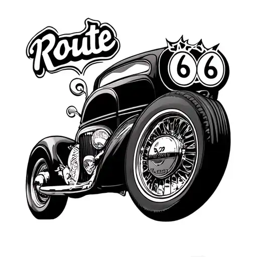 route 66 roadtrp 2024 tattoo design idea