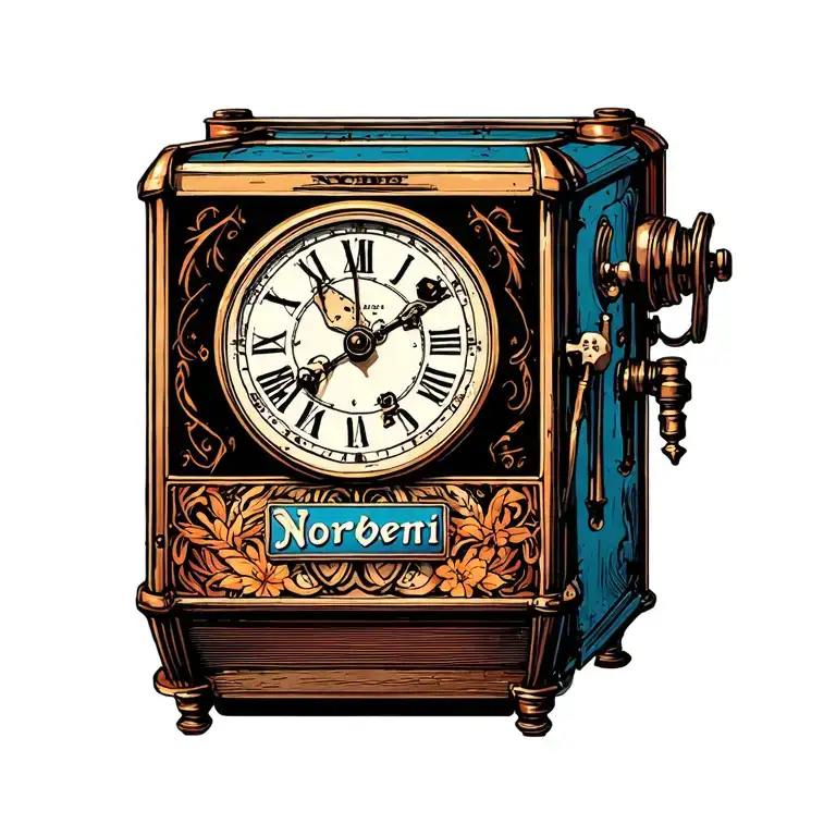 "Noemi 2019 Norbert 2021" Time Machine tattoo design idea