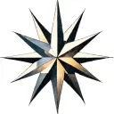 Create a 5-point star, each point representing a deep part of my identity, with a bold and symbolic style.Top Point (N tattoo design idea