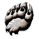Bear paw and religious scripture verse tattoo design idea