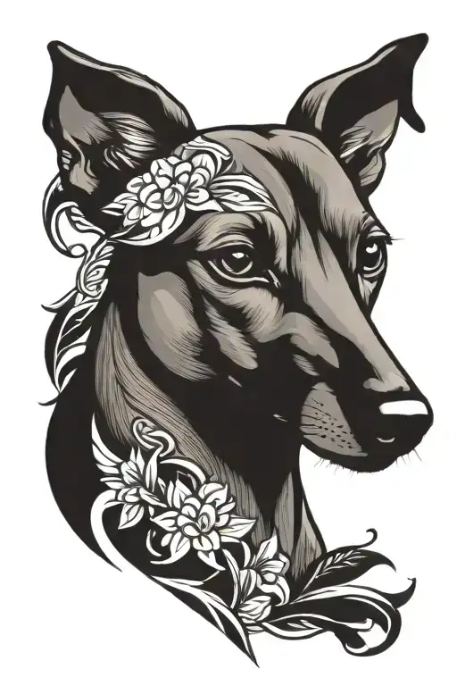 sicilian inspired greyhound tattoo design idea