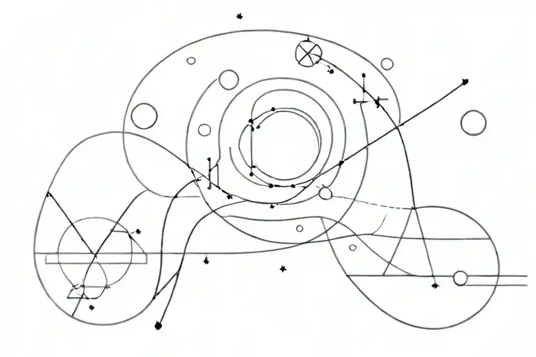 Mathematics, biology and space tattoo design idea